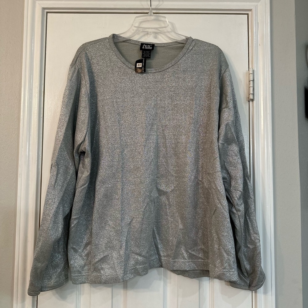 Lane Bryant Metallic Silver Top‎
